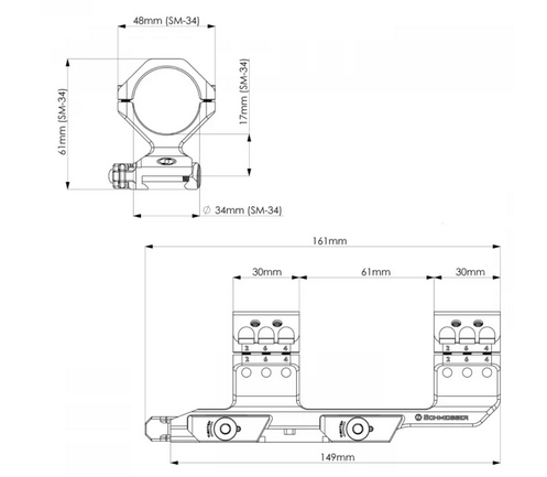 Schmeisser SM34 QD Cantilever Montage 34mm Mittelrohr – Bild 2