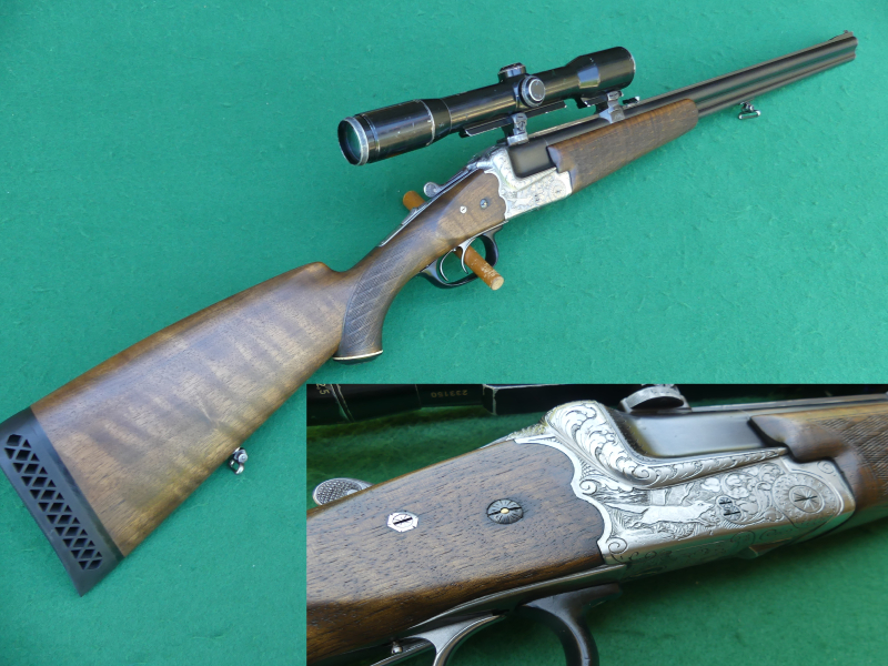 Sehr führige HEYM-Bockbüchsflinte, 7x65R, 16/70, Tierstück-Gravur – Bild 2