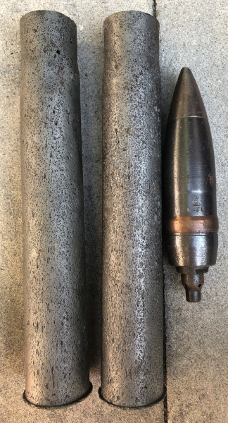 Russische 45mm Deko-Patrone Panzer mit 2 Stahlhülsen WK2 – снимка 2