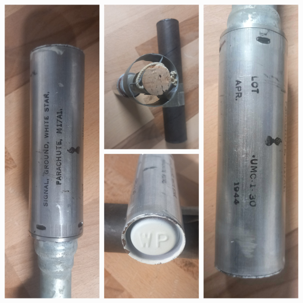 Orig. US Gewehrleuchtgranate WP mit Container, WW2, 1944,Top ZUSTAND, Deko, US Army, WK2 – obrázek 2
