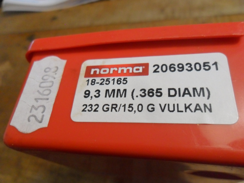 82 Stück Geschosse NORMA VULKAN .365 9,3 mm 15,0 g 232 grs – Bild 2