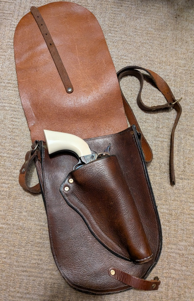 REPLIK EINES ANTIKEN MESSENGER SHOULDER/SADDLE BAGS MIT EINGEARBEITETEM HOLSTER – billede 2