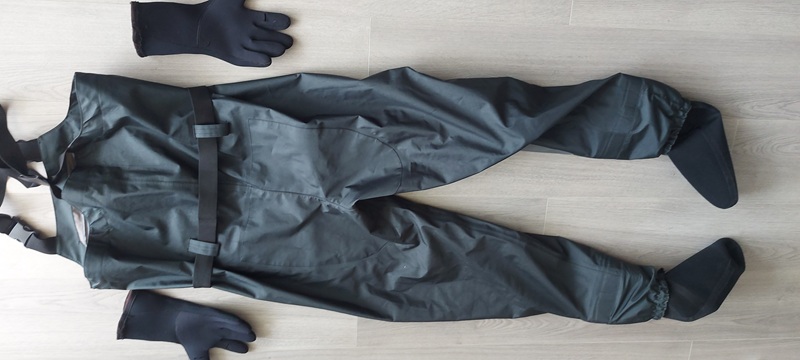 Wathose Herren, atmungsaktiv Gr -L mit Neopren Handschuhe Gr -L – Bild 3