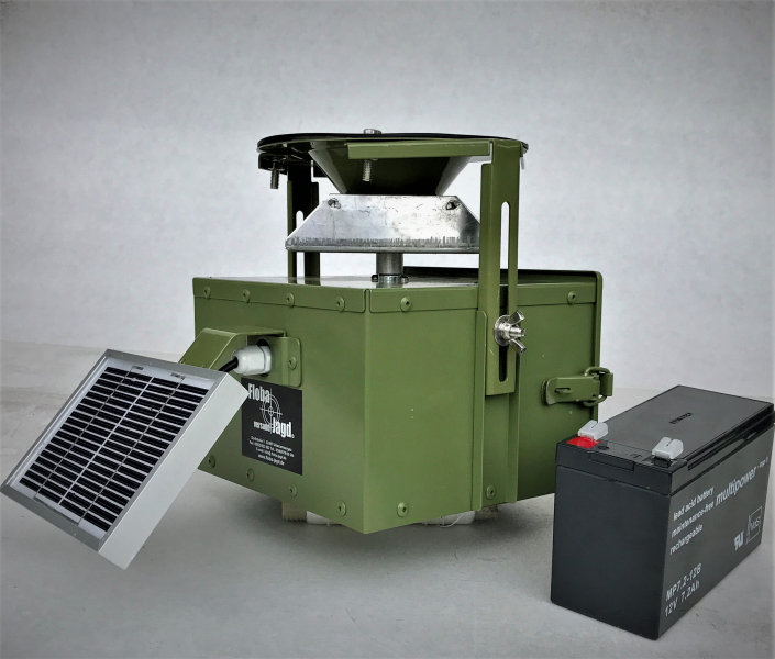 Futterautomat Komplett Set 12 V Solar inkl. Akku und Futterfass – Bild 3