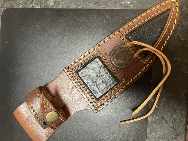 Westernmesser mit Scheide Damast hochwertig – Bild 4