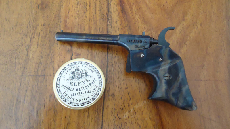 Vorderlader - Derringer "Remington Rider Dark" in Kaliber: 4,5mm inkl. Holzschatulle, Metalldose usw – Bild 4