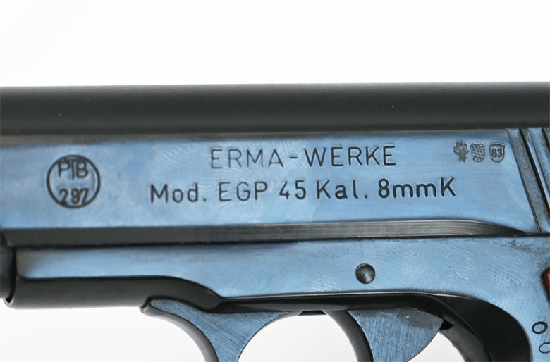 Gas / Signal Pistole Erma EGP 45, Kaliber 8mm Knall/Gas, PTB-297, Sammlerwaffe, 1983 – Bild 3