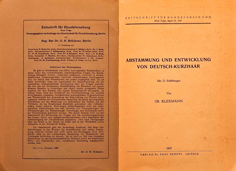 Rarität: Abstammung und Entwicklung von Deutsch-Kurzhaar von Dr. Kleemann, Verlag P. Schops, Leipzig – Bild 2