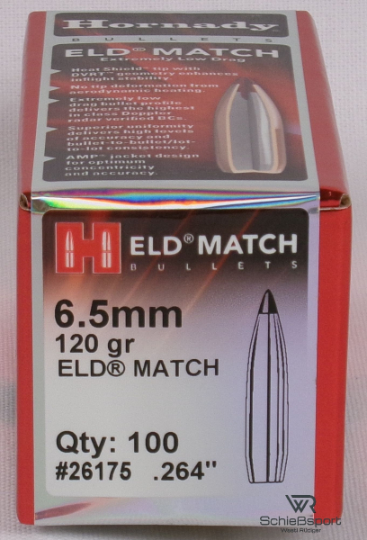 100St. Hornady Geschosse 6,5mm(.264Dia.) - 120 - ELD-MATCH - #26175 – Bild 1