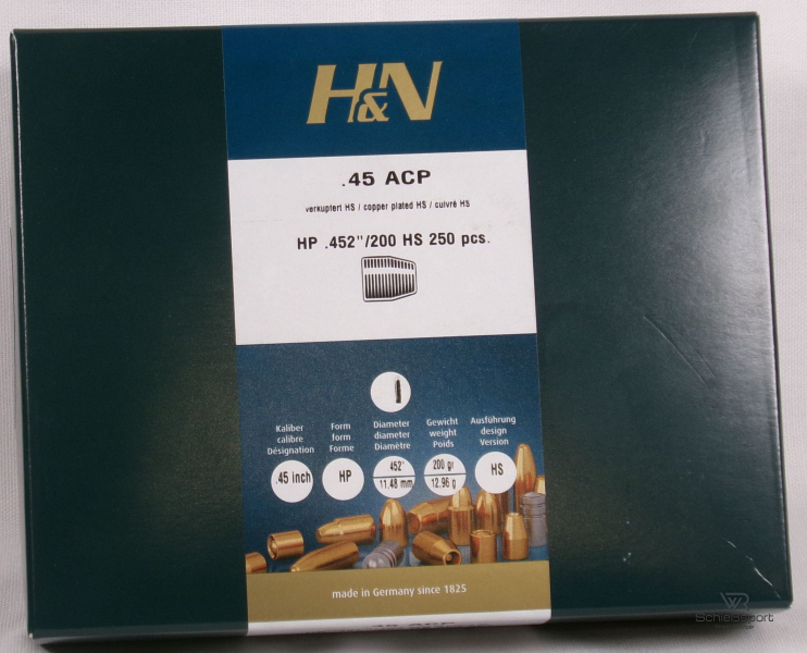 250 H&N .45ACP(.452Dia.) - 200 - HP - verkupfert-HIGH-SPEED - 250er Box – Bild 1