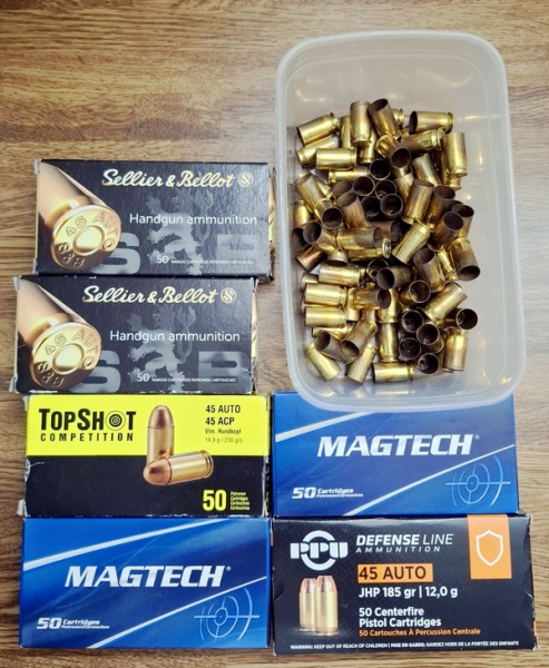 390 gemischte .45 ACP Hülsen in Schachteln+lose – Bild 1