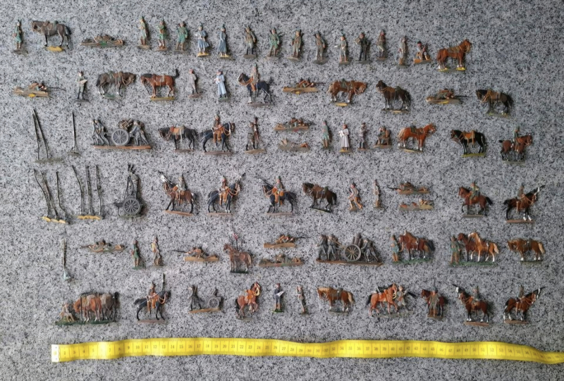 Flache Zinnfiguren 30mm Bemalt WK1 Kaiserreich Artillerie & Kavallerie (Großes Konvolut) – nuotrauka 2