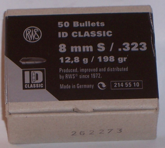 50St. RWS Geschosse 8mm(.323) - 198(12,8gramm) - ID-CLASSIC - #214 55 10 – Bild 1