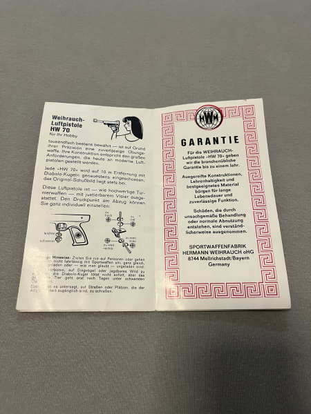 Weihrauch HW 70 Luftdruckpistole 4,5 mm – frühe Ausführung – OVP – sehr guter Zustand – Bild 5