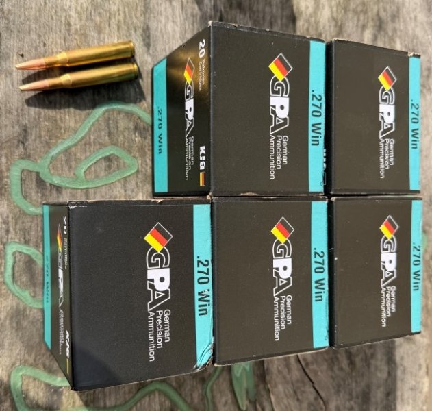 Munition Sax Kalibr .270 Win GPA 5 Schachteln mit 102 Schuss GEE 207 m – Bild 1
