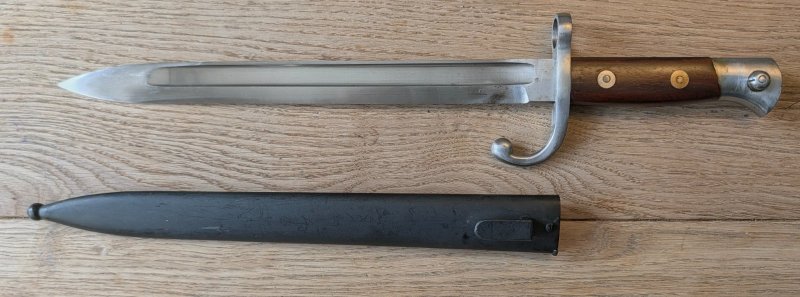 Seltenes MAUSER Bajonett M1889 (belgischer Kontrakt WK1) – Hersteller: Hopkins & Allen, Norwich USA – Bild 1