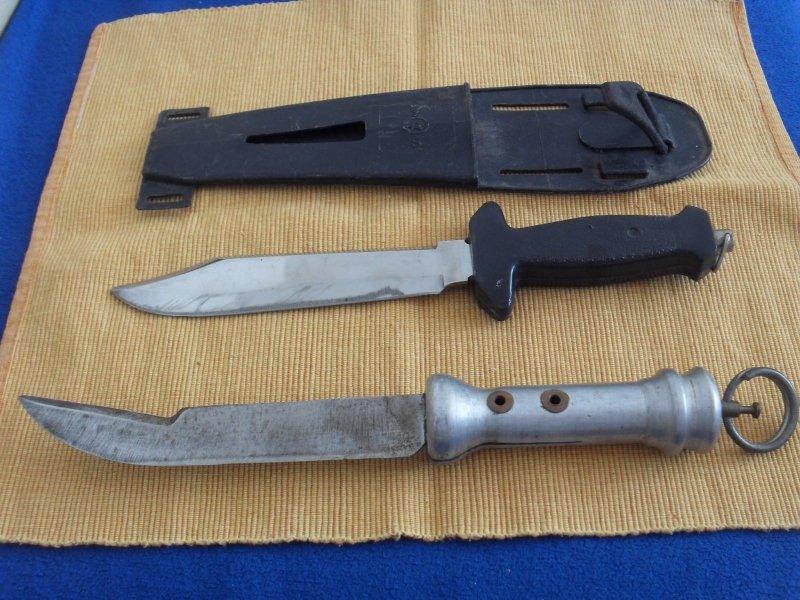 2 Tauchermesser Gürtelmesser Tauchen , 1 x Handarbeit ?, 1 x mit Scheide – Bild 1