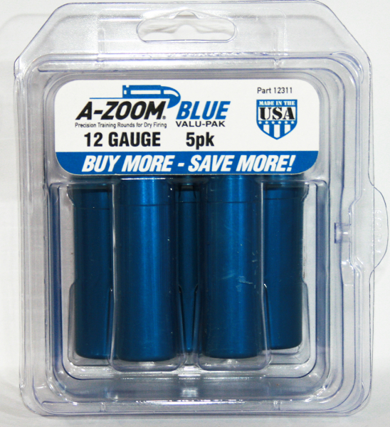 A-ZOOM Pufferpatronen Exerzierpatronen Cal. 12 Jagdkurs Jägerprüfung Flinte 5er Pack BLAU ALU massiv – Bild 1
