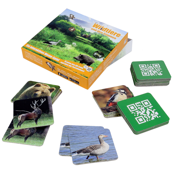 MEMORY SPIEL "Wildtiere und ihre Stimmen" | 36 Karten 6x6cm + Optional Stimmen per APP | Sehen Hören – Bild 1