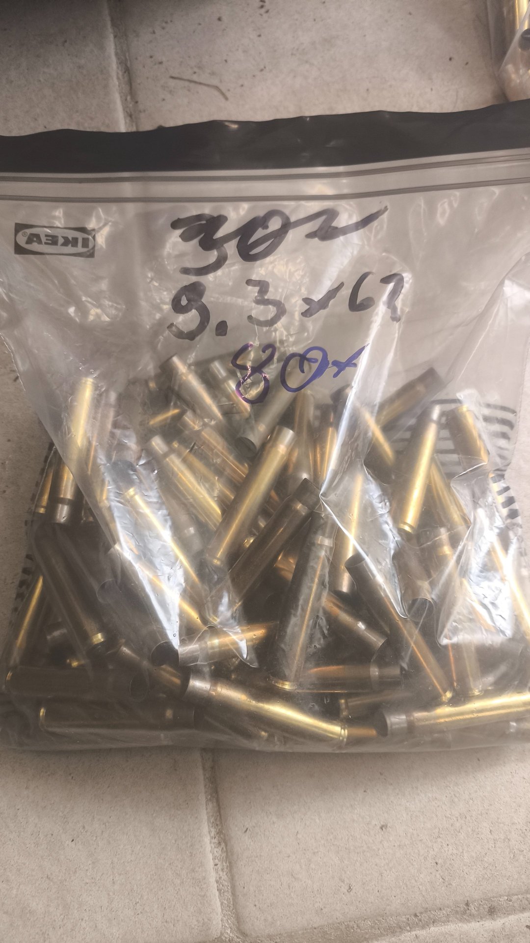 9,3x62 80 Hülsen, weder gereinigt noch sortenrein – Bild 1