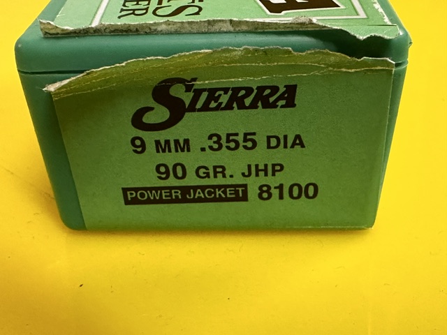 100 Geschosse Sierra 9mm .355 90 Gr JHP – Bild 2