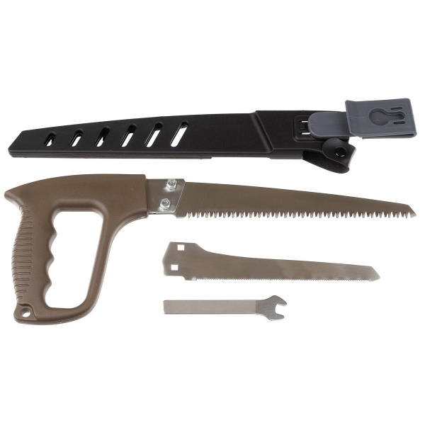 Handsäge m. 2 Sägeblättern + Scheide m. Gürtelclip + Schlüssel – Bild 1
