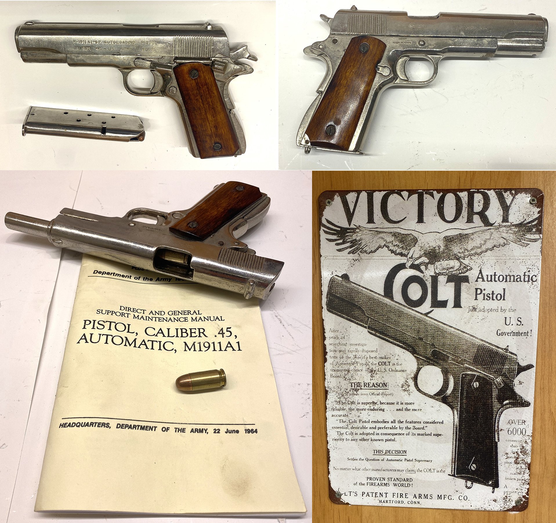 Colt M1911 Nickel/Holz - Denix-Replika – Bild 1