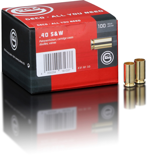 100 Stück NEUE GECO Wiederladerhülsen .40 S&W /Boxerzünder/Original verpackt in 100er Box #2318133 – Bild 1