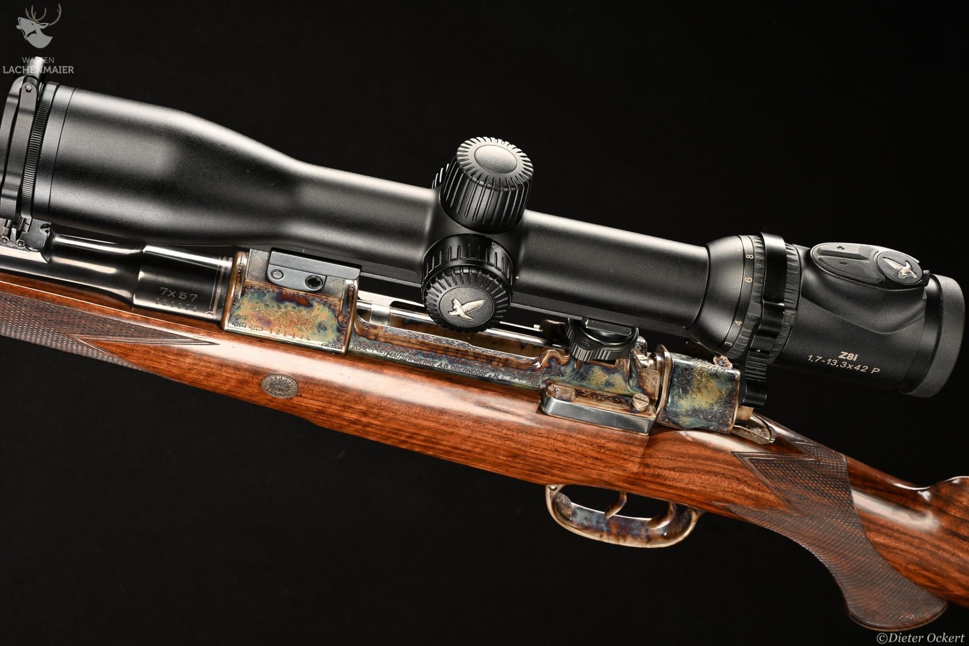 Original Mauser / Oberndorf 98er Custom Funk Gravur Kaliber 7x57 – Bild 1