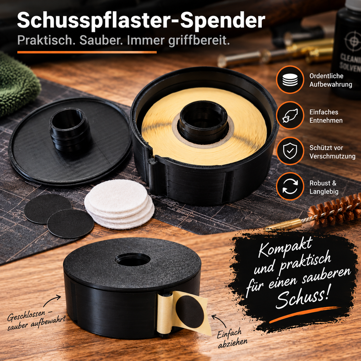 Schusspflaster-Spender für 2.000er Pflasterrolle – Schwarz – Bild 1