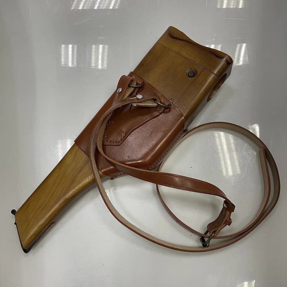 Mauser C96 Broomhandle M712 Schnellfeuer Anschlagkasten mit Belederung Repro – Bild 1