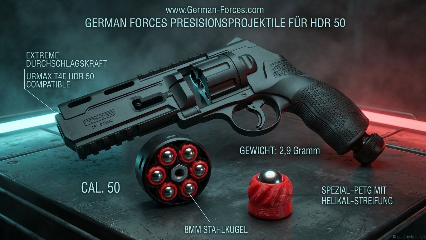 25 Stück Cal.50 Spezial-Projektile f. Umarex HDR50 / TR50 | 2.9g PETG + 8mm Stahlkugel – Bild 5