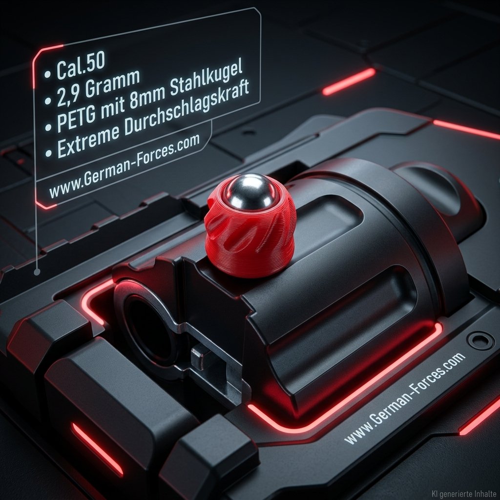 25 Stück Cal.50 Spezial-Projektile f. Umarex HDR50 / TR50 | 2.9g PETG + 8mm Stahlkugel – Bild 2