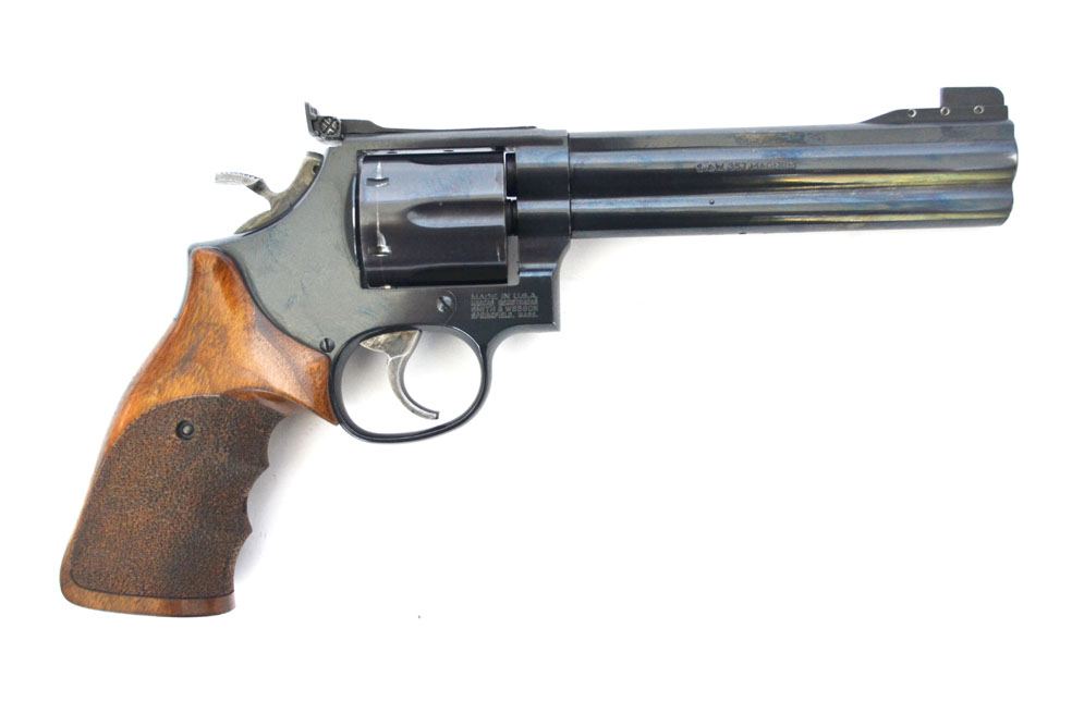 Revolver Smith & Wesson Modell 586-4, Kaliber .357Magnum, Weaverschiene, Koffer – Bild 2