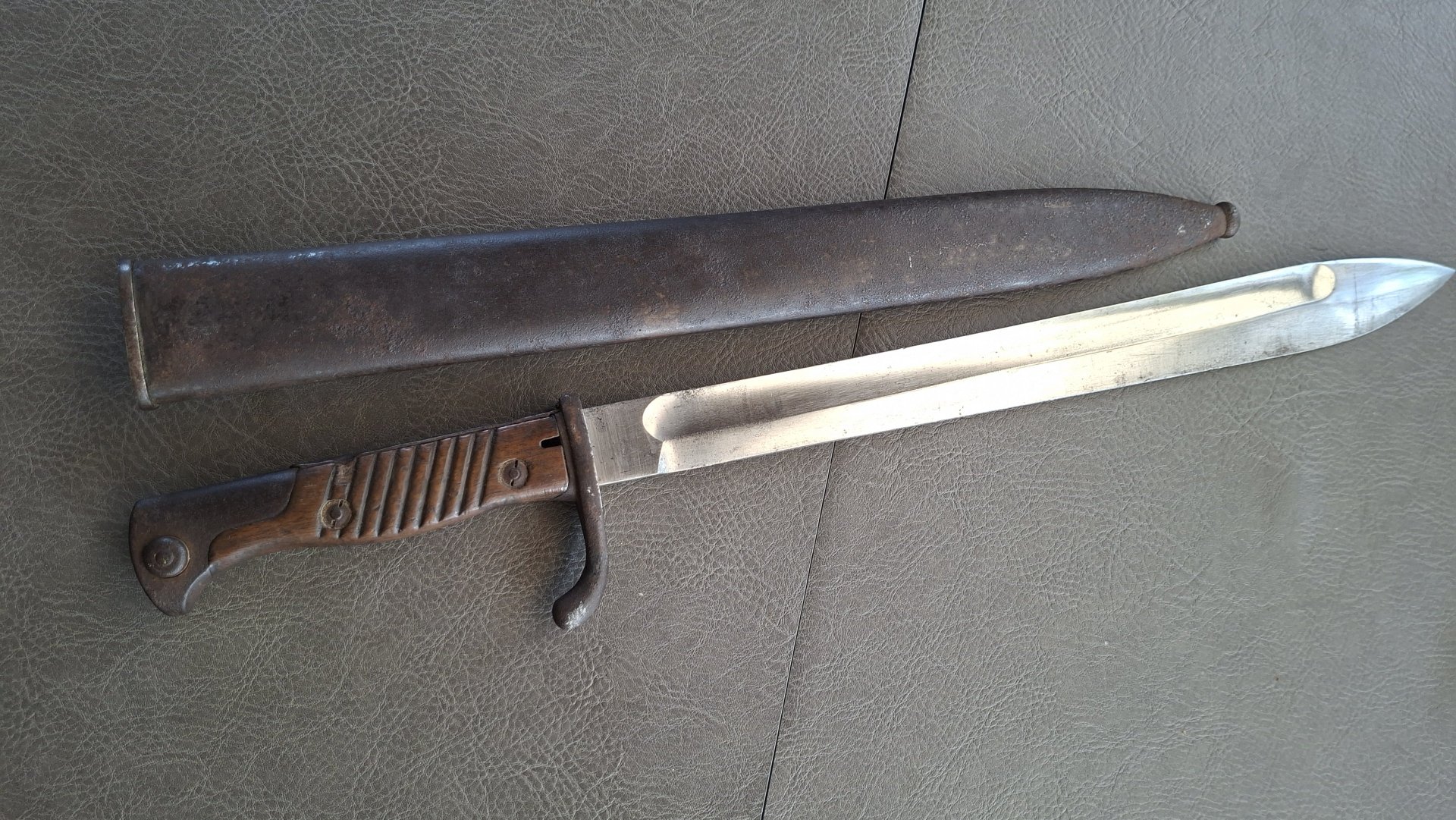 98/05 Bajonett Seitengewehr 1. WK Mauser Oberndorf mit Stahlscheide Preuss. – Bild 5