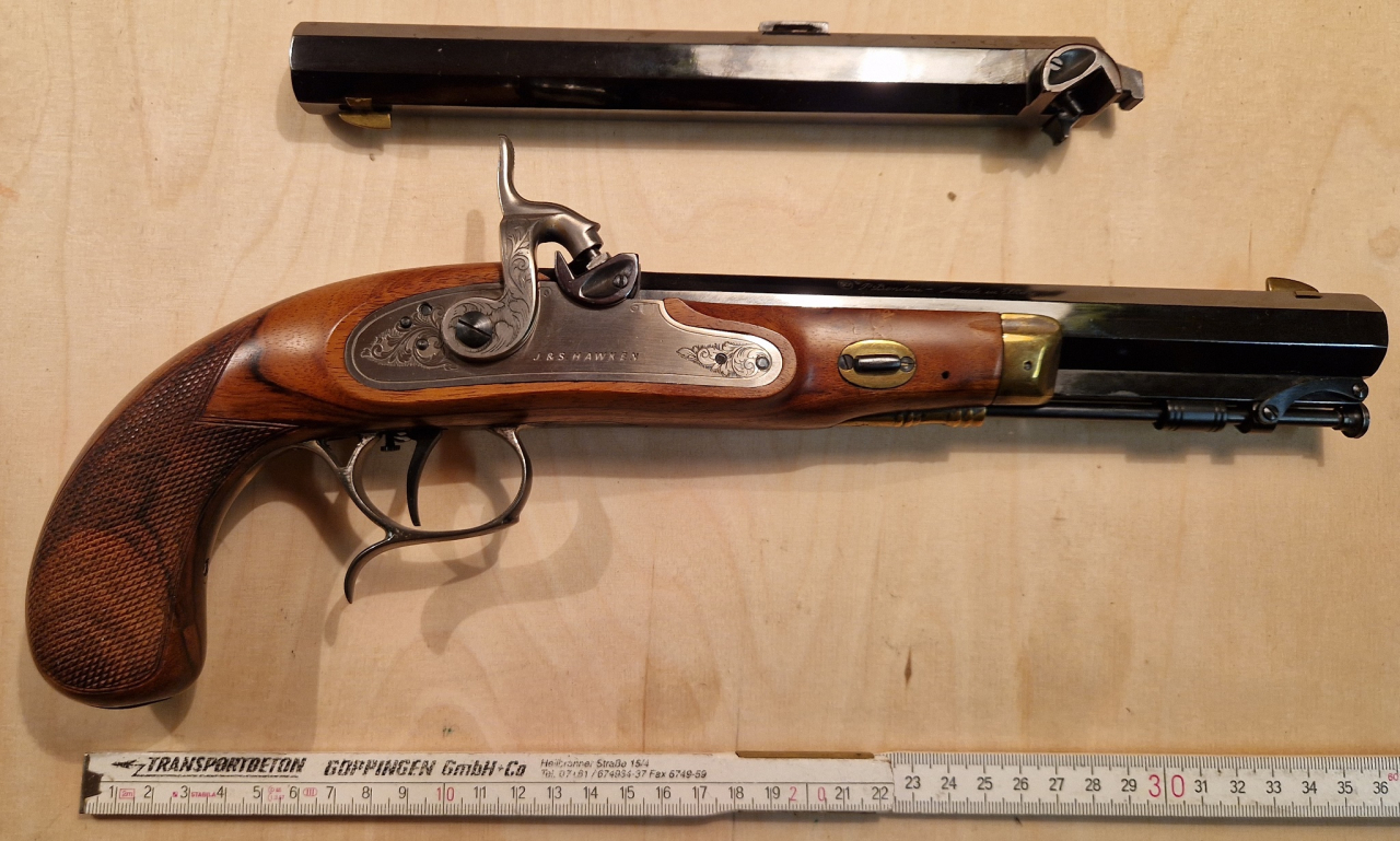 Vorderladerpistole Hawken Bondini Made in Italy Kal. 45 mit Wechsellauf TOP!!! – Bild 3