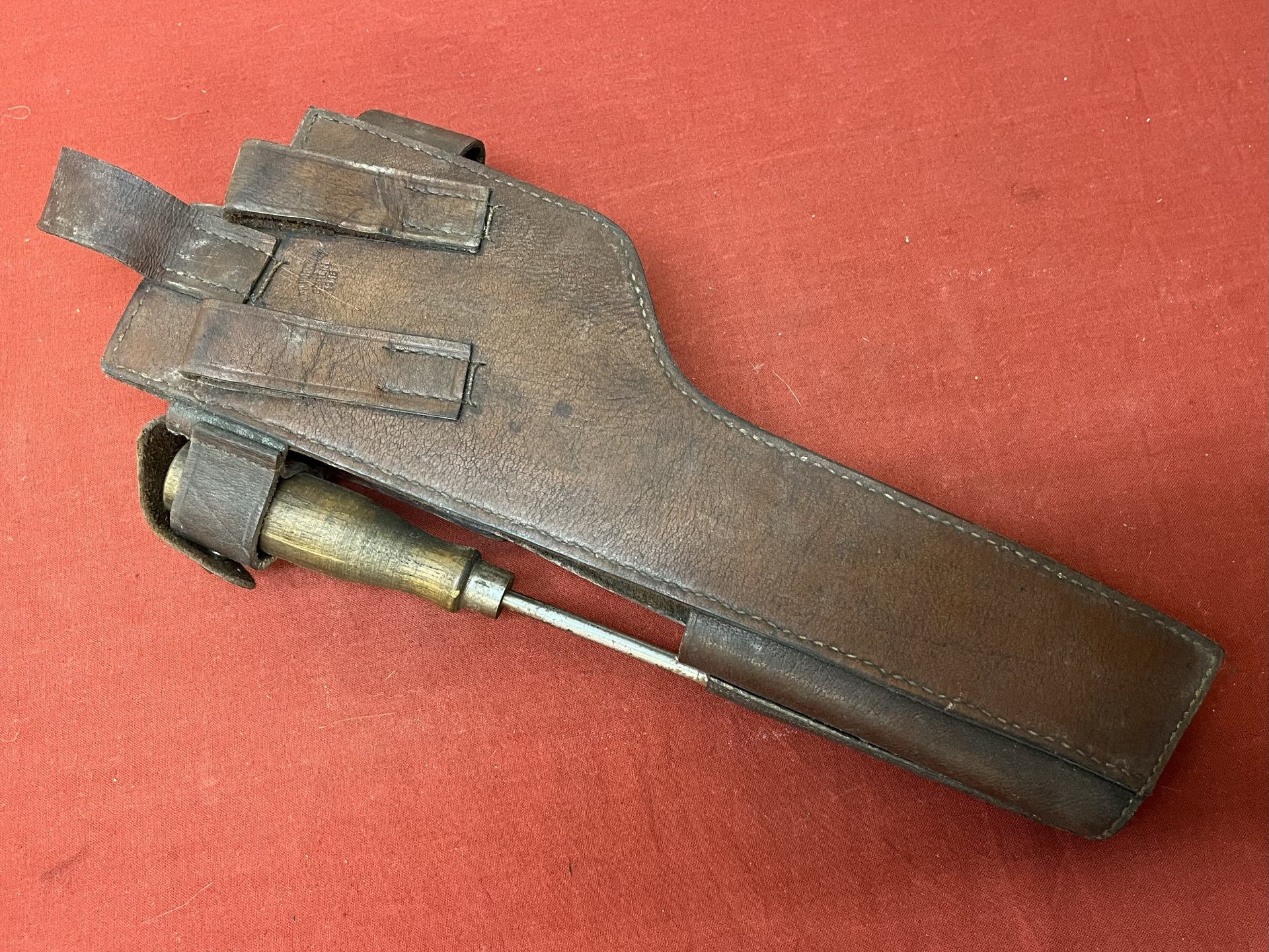 Mauser C96 Lederzeug für Anschlagkasten mit Putzstock – Kaiserlich / 1. Weltkrieg – Reproduktion – Bild 2
