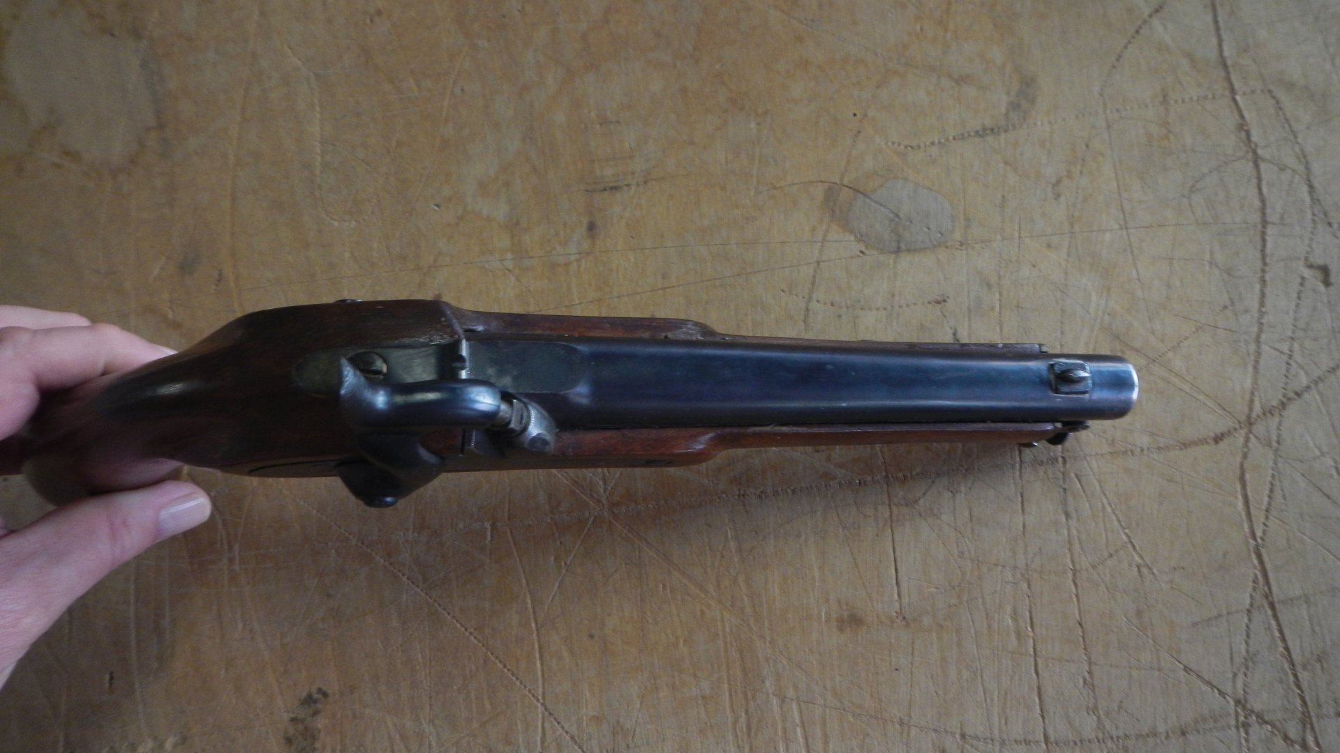Vorderlader Perkussion Pistole Birmingham für East India 1867 Viktorianische Krone auf Holz – Bild 4