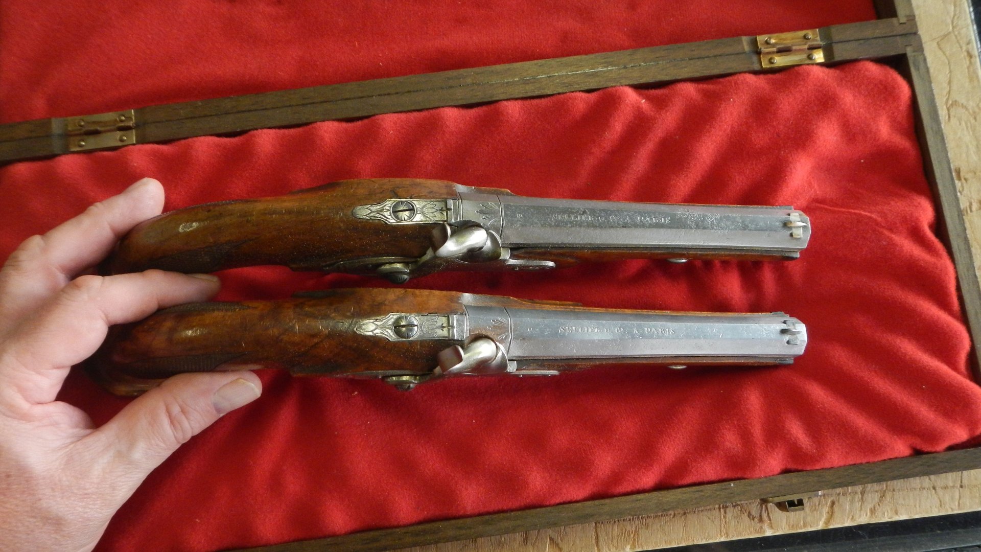 Vorderlader Perkussion Pistolenpaar Sellier + Company Paris gezogener Lauf – Bild 4