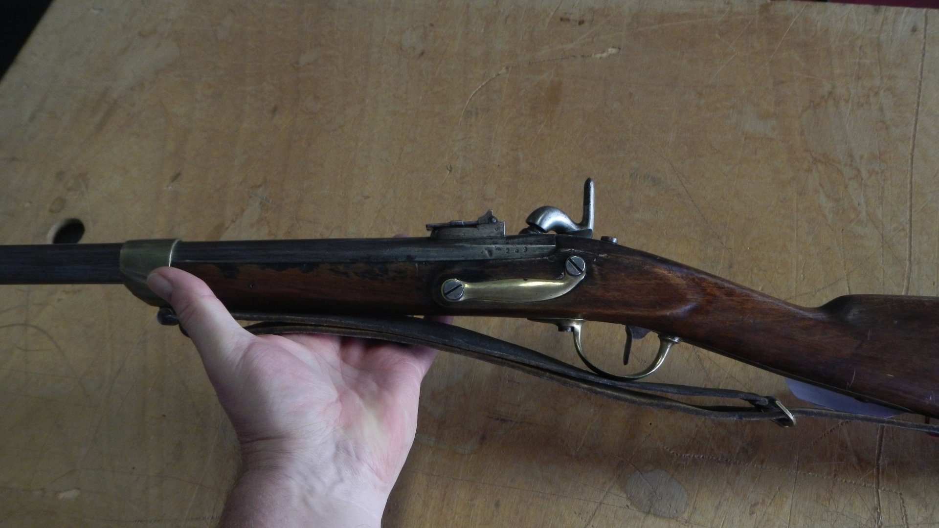 Vorderlader Perkussion Karabiner Artillerie Frankreich Charleville mit Bajonettaufnahme +Riemen – Bild 6
