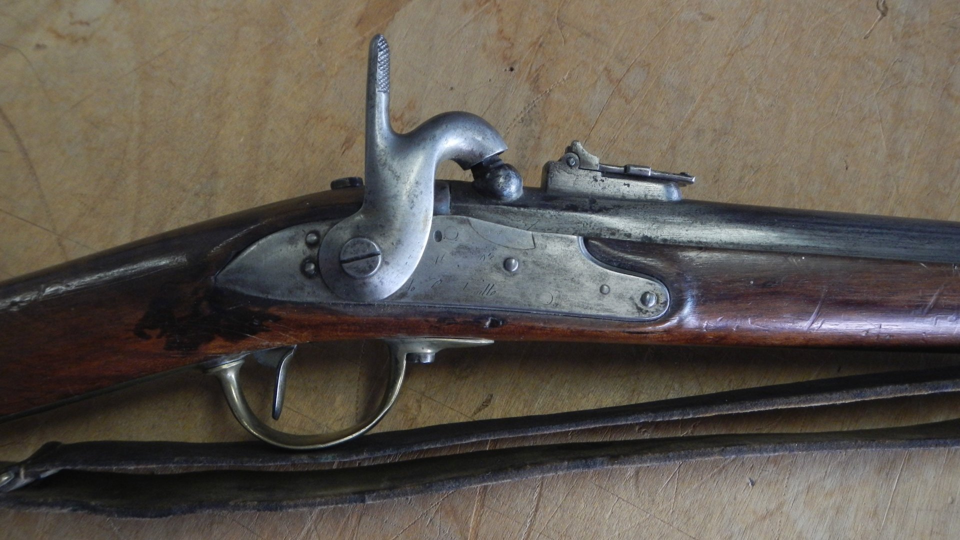Vorderlader Perkussion Karabiner Artillerie Frankreich Charleville mit Bajonettaufnahme +Riemen – Bild 2