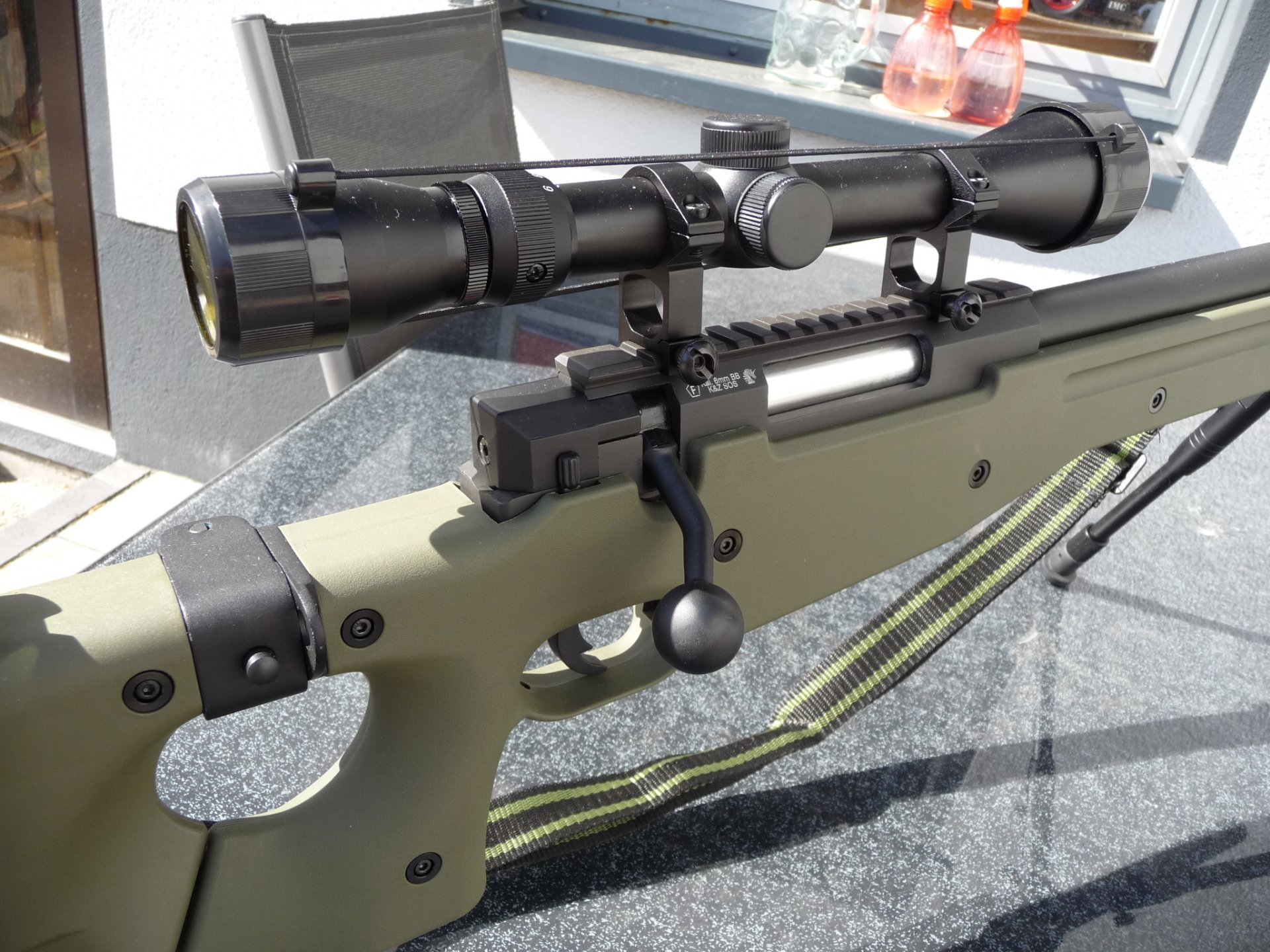 Soft Air Gewehr, Sniper, L96 AWS-338 6mm BB Zweibein , ZF 3x-9x , Rundkugeln – Bild 3
