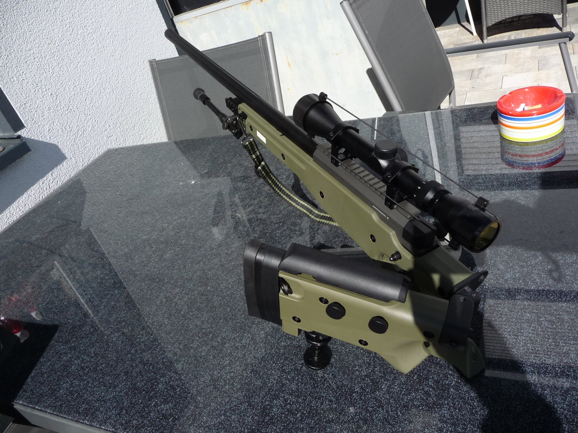 Soft Air Gewehr, Sniper, L96 AWS-338 6mm BB Zweibein , ZF 3x-9x , Rundkugeln – Bild 5