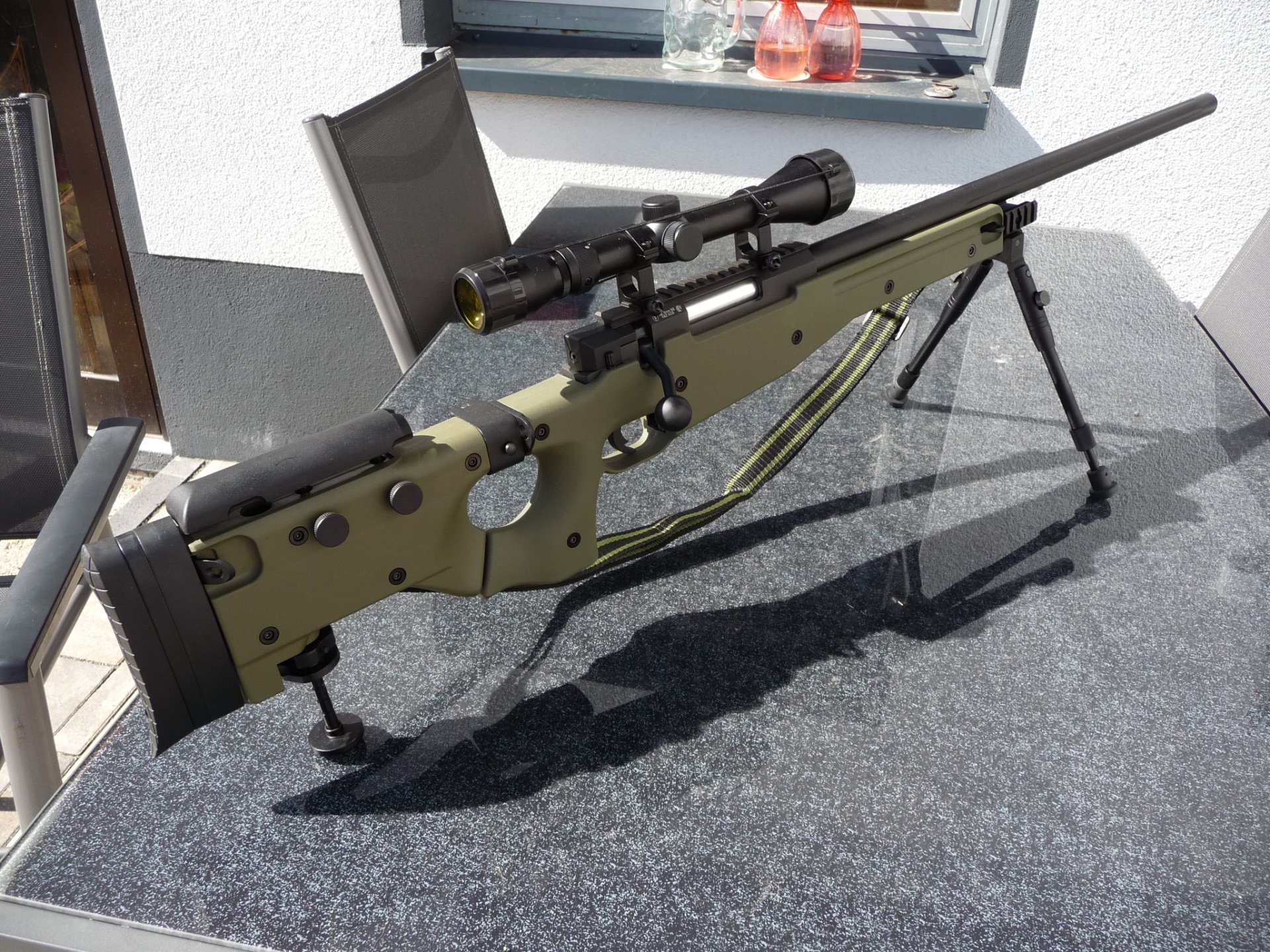 Soft Air Gewehr, Sniper, L96 AWS-338 6mm BB Zweibein , ZF 3x-9x , Rundkugeln – Bild 1