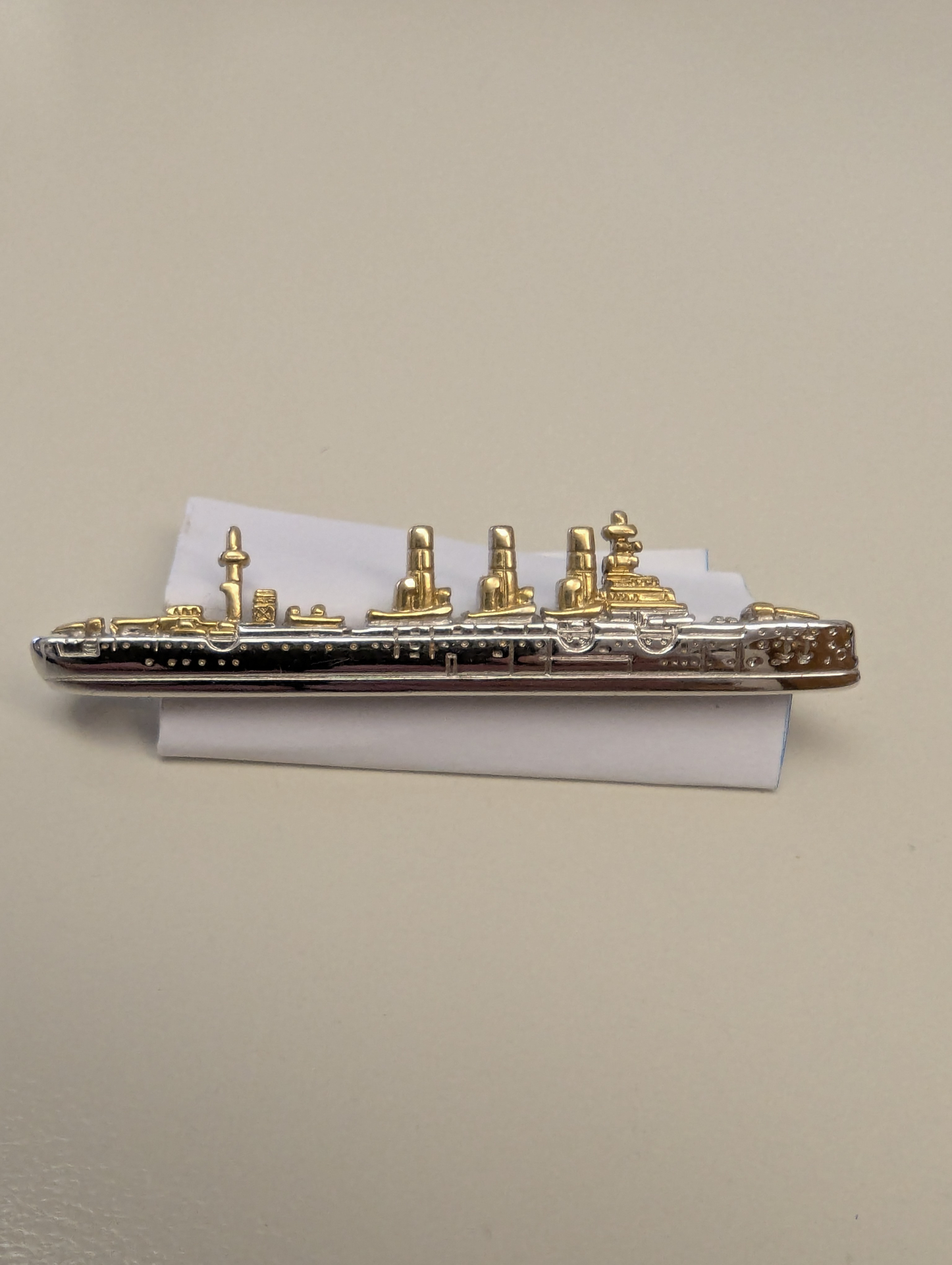 Krawatten Klemme Silber mit Kriegsschiff – Bild 1