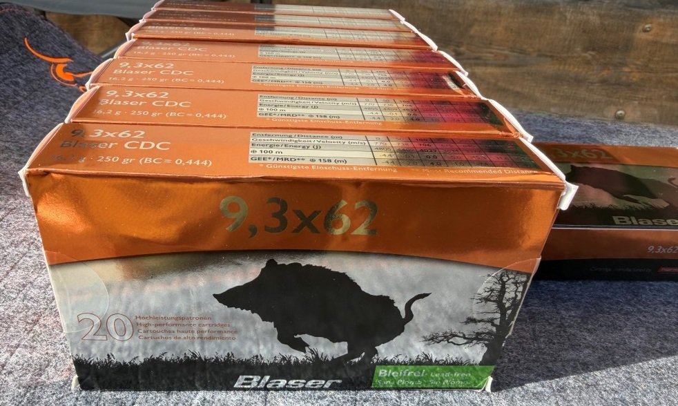 Munition Blaser CDC 9,3 x 62 bleifrei 8 Schachteln 159 Schuss aus einem Los – Bild 2