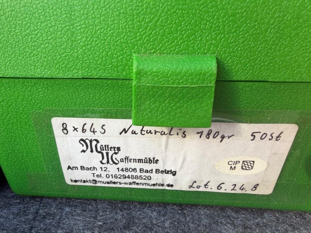 Munition 8x64S von gewerblichen Wiederlader mit Naturalis Geschoss 180 gr. 197 Schuss aus einem Los. – Bild 5