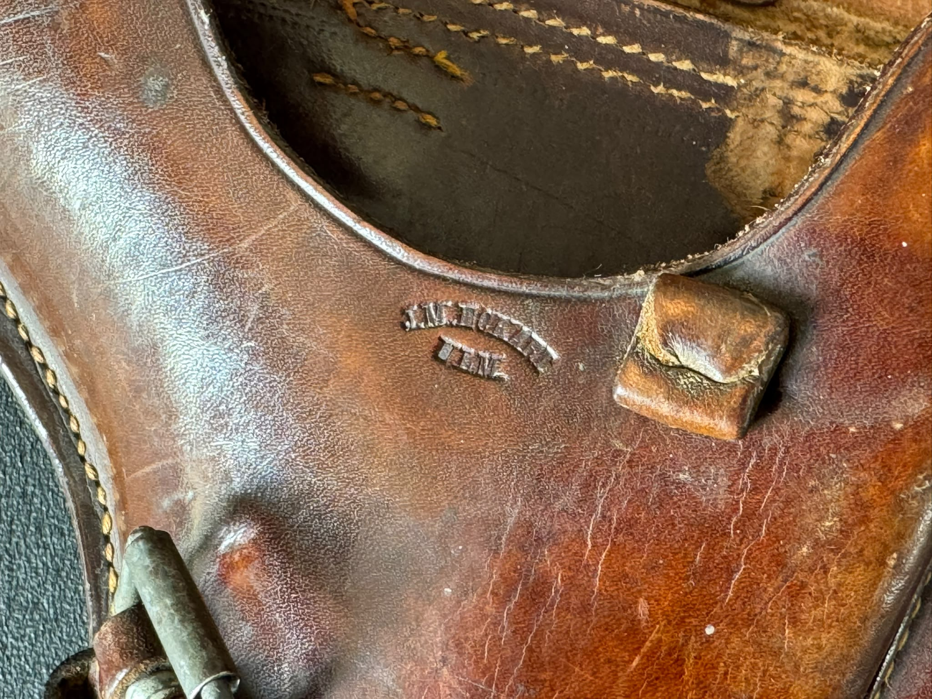 P08 Holster 1. WK J.M. ECKART ULM m. Truppenstempel + Orig. Magazin & Werkzeug P.08 – Bild 5