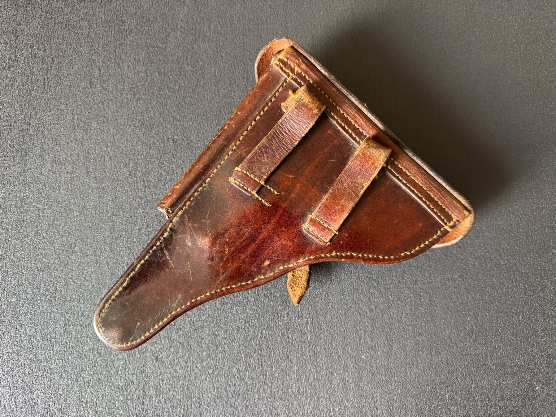 P08 Holster 1. WK J.M. ECKART ULM m. Truppenstempel + Orig. Magazin & Werkzeug P.08 – Bild 2