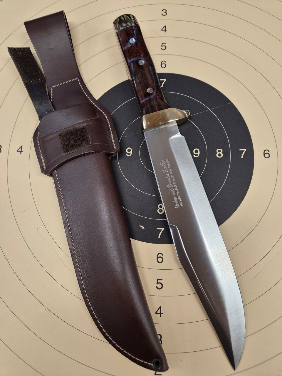 Aus einer Sammlung: Linder 440 Bowie Knife mit Lederscheide – Bild 1
